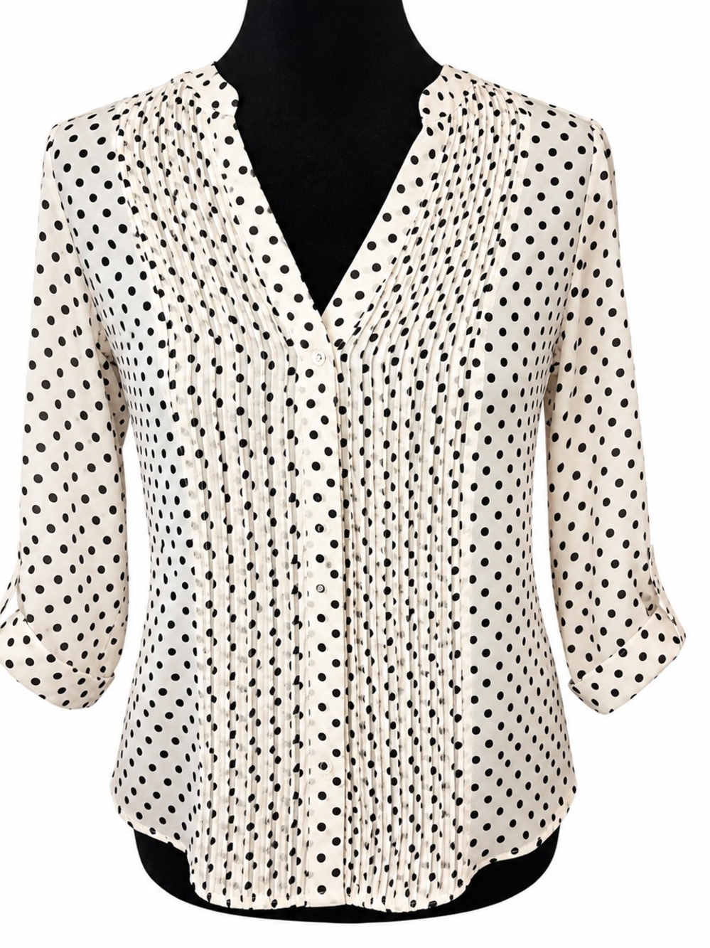 H&M Polka Dot Pleated Blouse – Size 2
